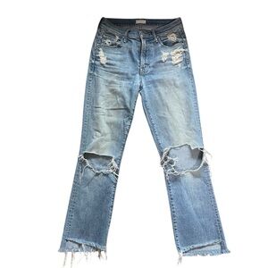 Mother Insider Distressed Crop Step Fray Jeans US 25